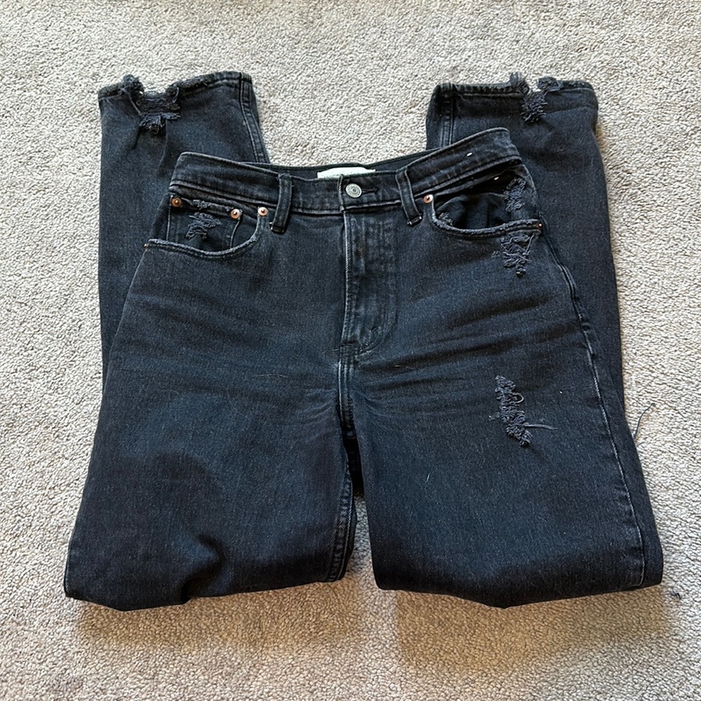Abercrombie & Fitch High-Rise Distressed Black Jeans